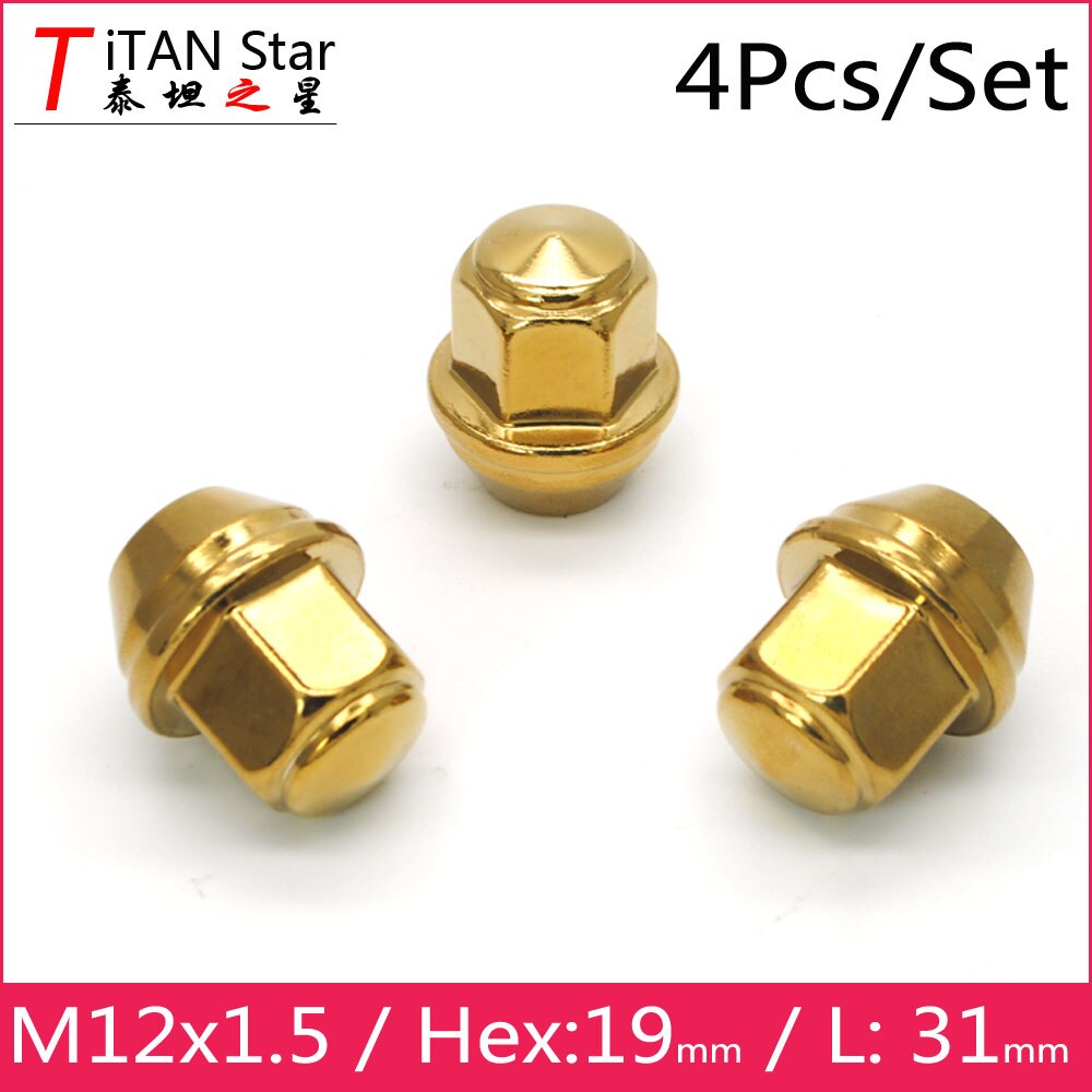 4 st  m12 x 1.5 oem oe lager fabriksfälgar fälgar ekollmuttrar 1.5 för ford focus fusion ecosport escape ranger lincoln mkz mkc: Guld (nft -2- g)