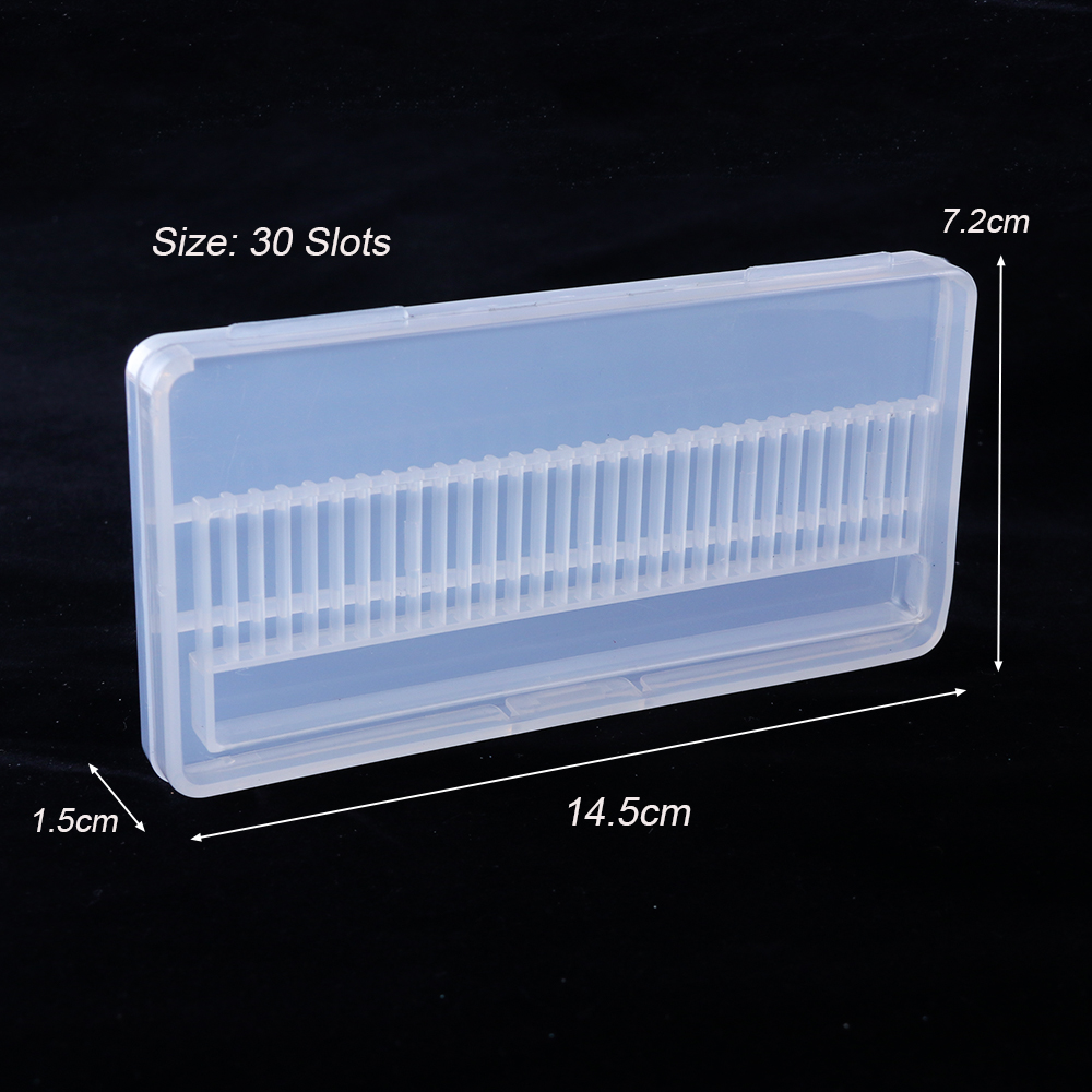 30 Holes Empty Acrylic Storage Box For Nail Drill Bits 3/32" Rotary Manicure Nail File Transparent Display Container Tools BEB5
