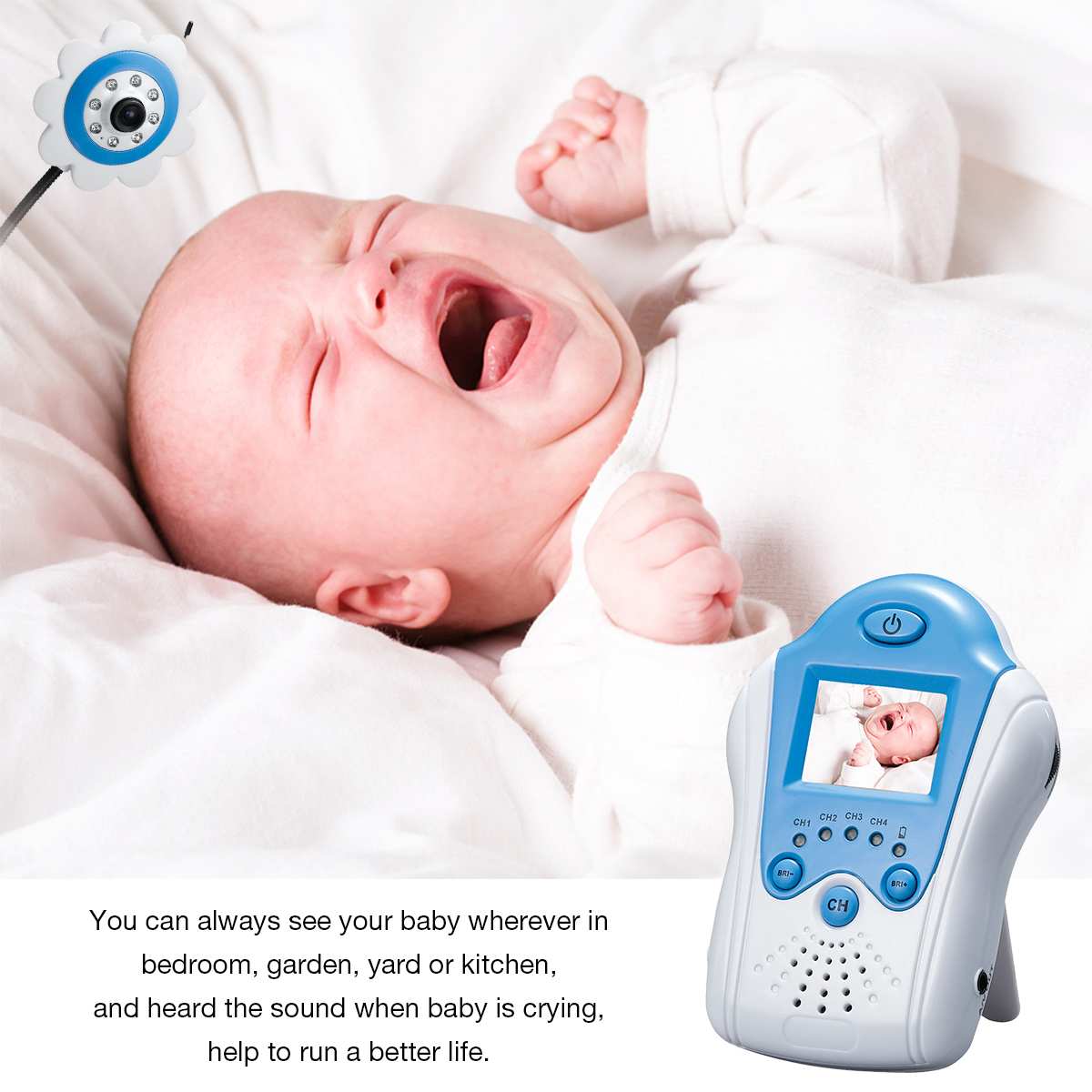 1.5 " /1.8 " lcd trådløs video babymonitor barnepige sikkerhed cameracolor nattesyn infrarød nattesyn lysstyrke justerbar