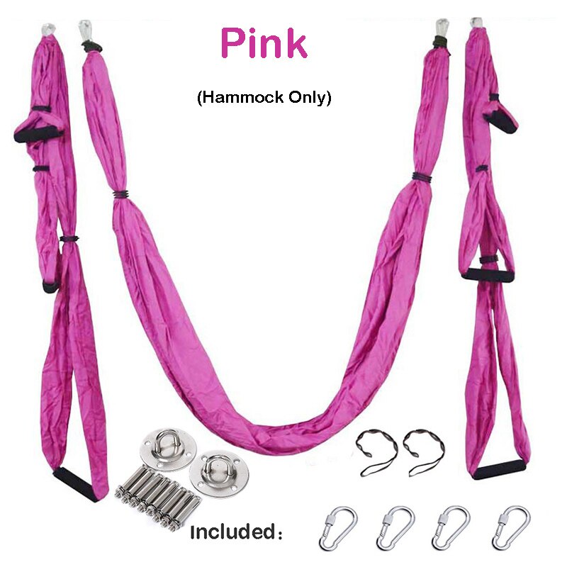 Anti-Gravity Yoga Hangmat Gym Sterkte Inversie Antenne Tractie Swing Yoga Riem Set: Roze