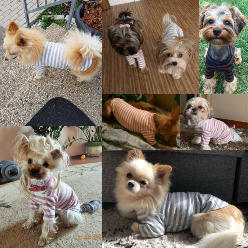 Elastische Dieptepunt Shirt Hond Gestreepte Kleding Katoen Warm Winter T-shirt Kat Puppy Cosstume Apparel Doggyzstyle