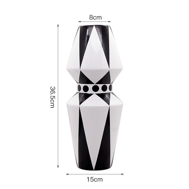 Vase géométrique en céramique noir et blanc, bouteille style scandinave moderne, décoration pour la maison, bureau, salon, de pendaison de crémaillère