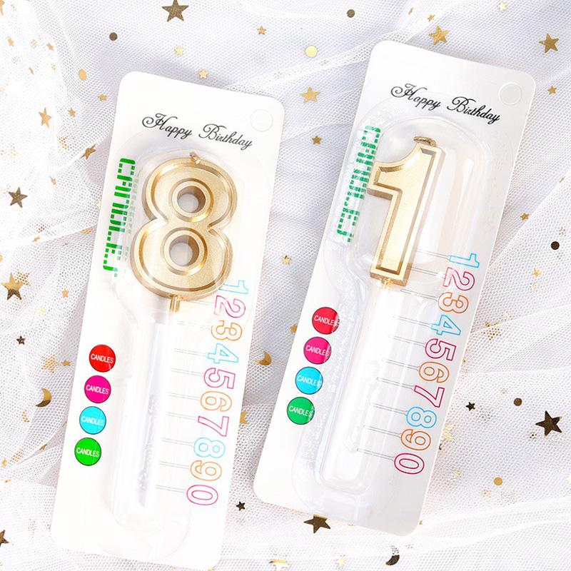 Gold Happy Birthday Number Cake Candles 0 1 2 3 4 5 6 7 8 9 Cake Topper Kids Girls Boys Bar Baby Party Supplies Decoration