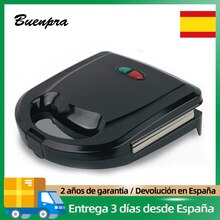 Sandwichera Tostadora Gofrera Tortitas para Gofres Pan Mini Crepera Aparato Máquina Eléctrica Multifunción de Cocina LED Antiadherente Waflera Waffle Huevo Barbacoa Panini Molde Placa Desayuno Enchufe EU 220v Negro