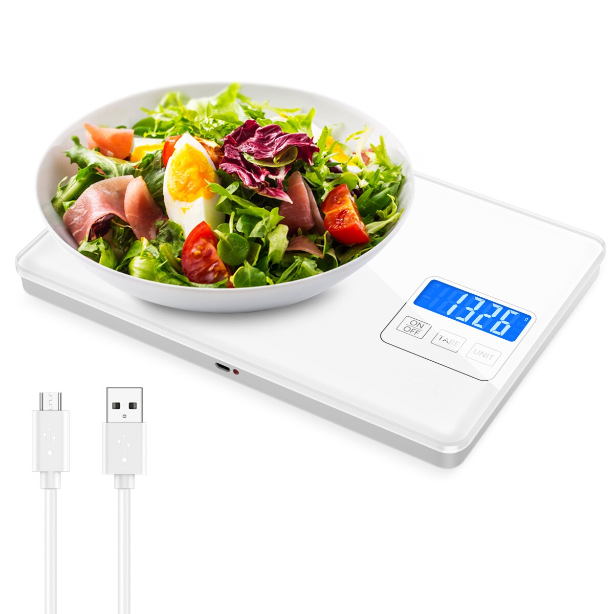ORIA Digitale Skala 15kg/1g Wiederaufladbare Elektronische Küche Skala Hohe Präzision Lebensmittel Waage für Backen Kochen