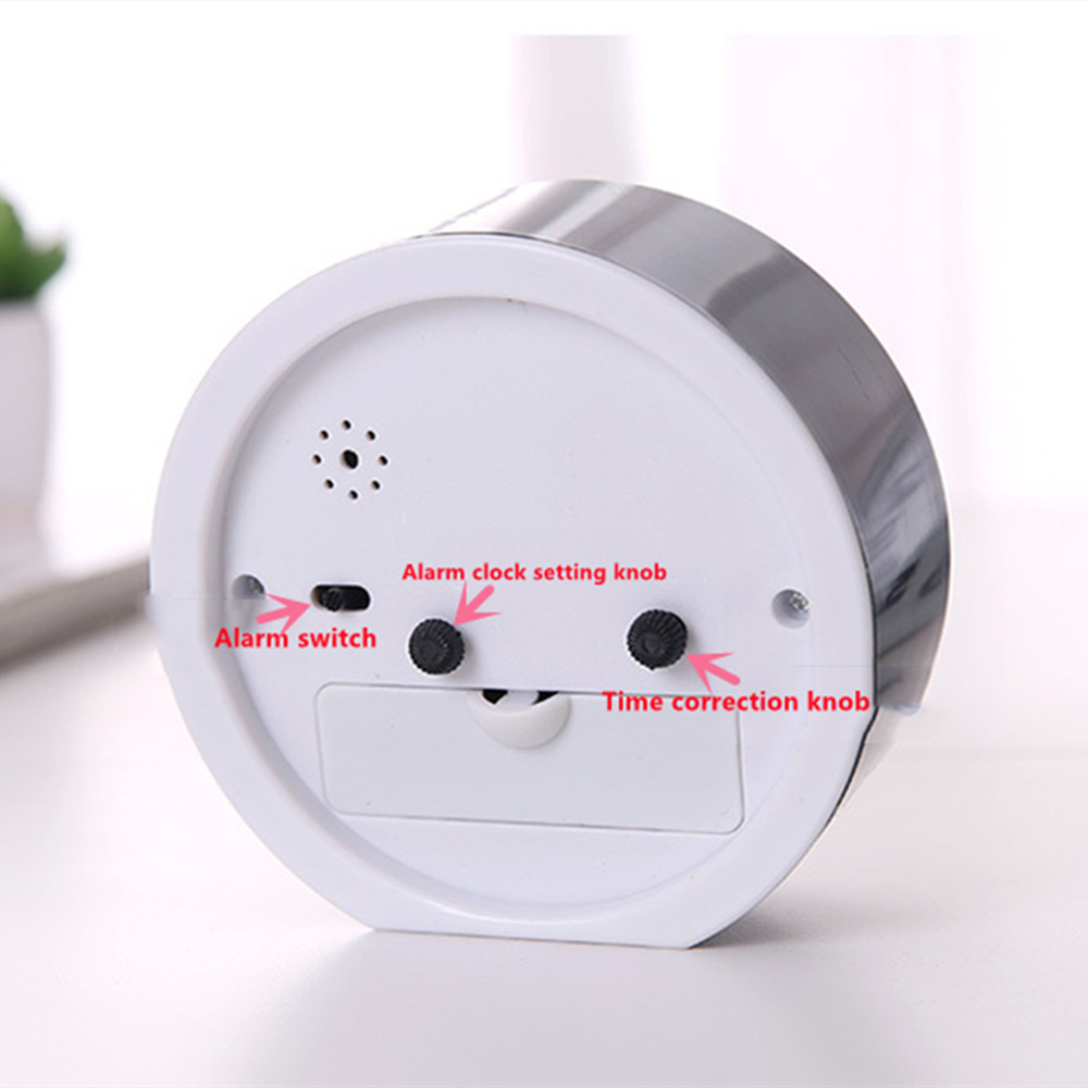 Square Round Small Alarm Clock Snooze Silent Sweeping Wake Up Table Clock Battery Powered Compact Portable Travel Alarm Clock
