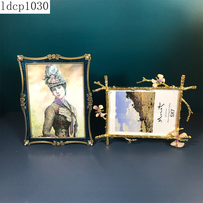 Golden Branches Floral Photo Frames Modern Gold Plated Framed Picture Frame Desk Decoration Family Portrait Photo Frame