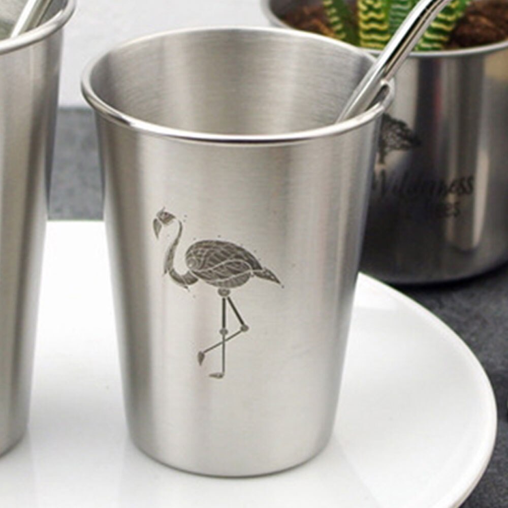 Metal krus sølv delikat metal kop vand kop 500ml kolde moderne flamingo træ zebra