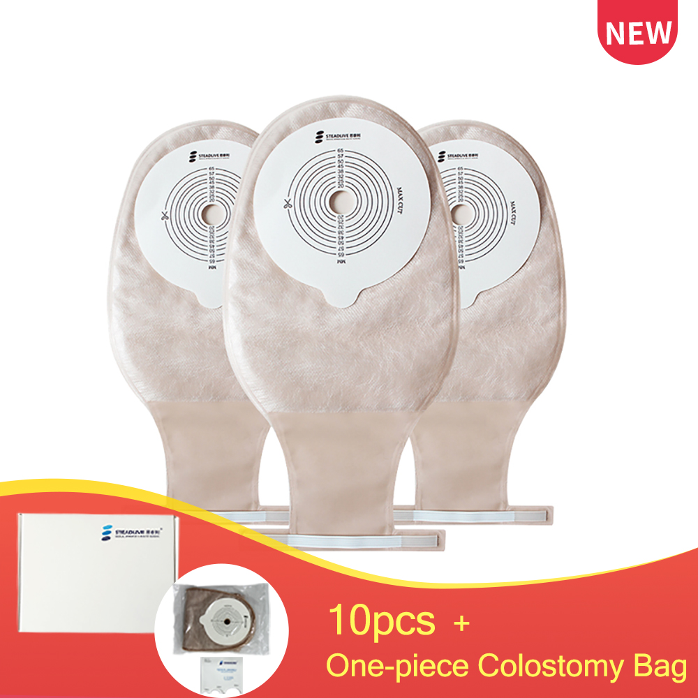 10pcsOnepiece Drainable Colostomy Bag with Steel Wire Closure,Portable&Odorfree Opaque Stoma