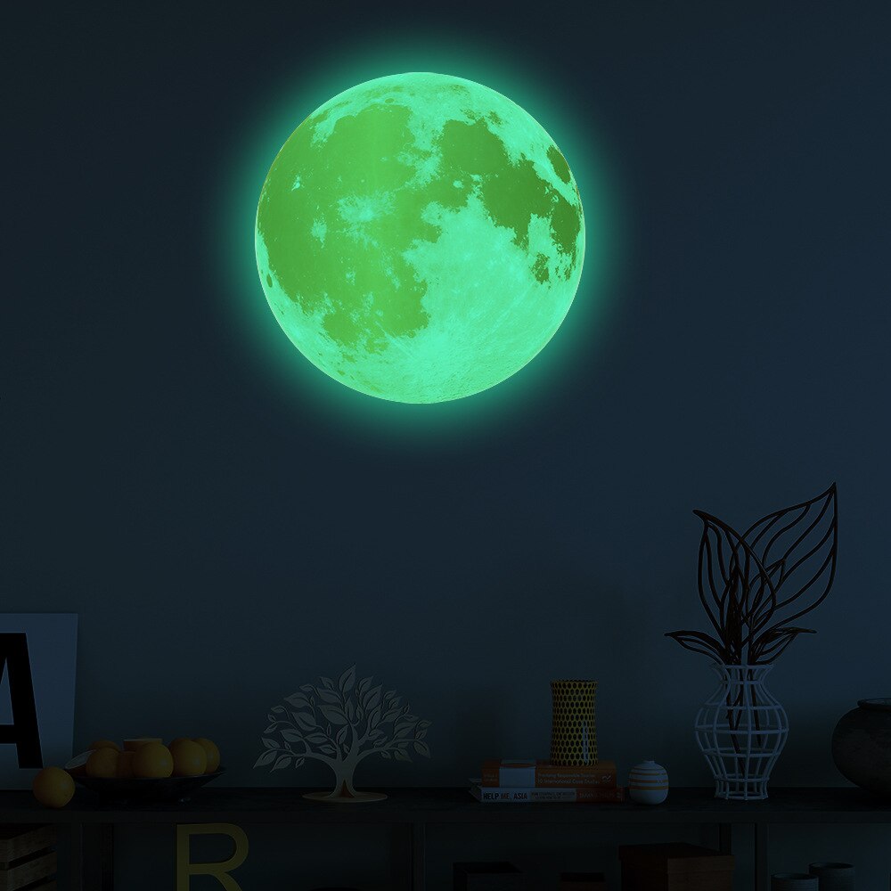 Glødende måne vægklistermærker boligindretning glød i mørket klistermærke vinyl babyrum soveværelse stue dekoration