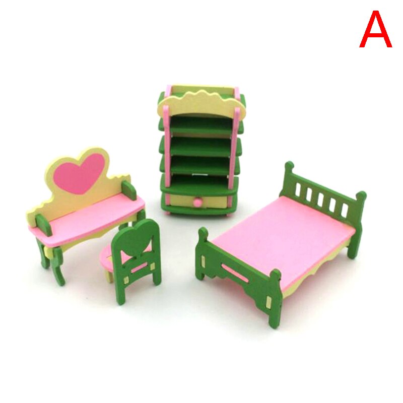 1:12 Dollhouse Miniature Furniture Wooden Bathroom Bedroom Restaurant Set For Dollhouse Decals: A