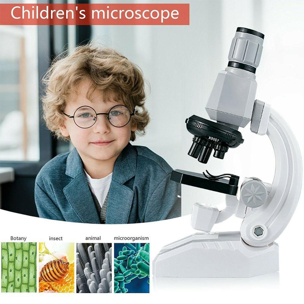Children's Microscope Science Kit Plastic Beginner Kit 400X 100X Children's Science 1200X Magnification LED Toys Microscope E5B4