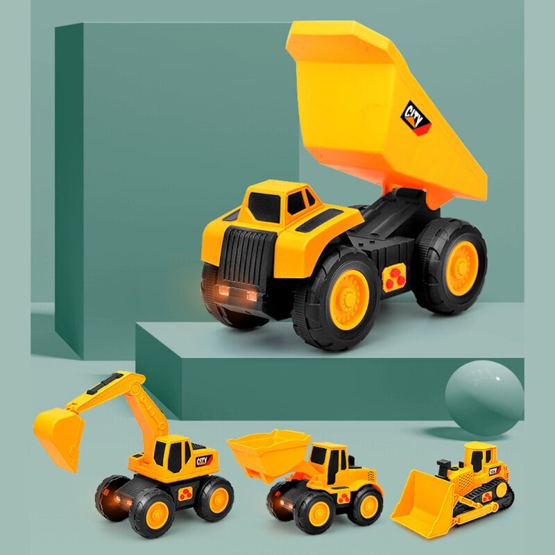 Graafmachine Dump Truck Speelgoed Voor Kinderen Mini Inertiële Bouw Voertuig Beweegbare Gewrichten Bulldozer Digger Model Kinderen