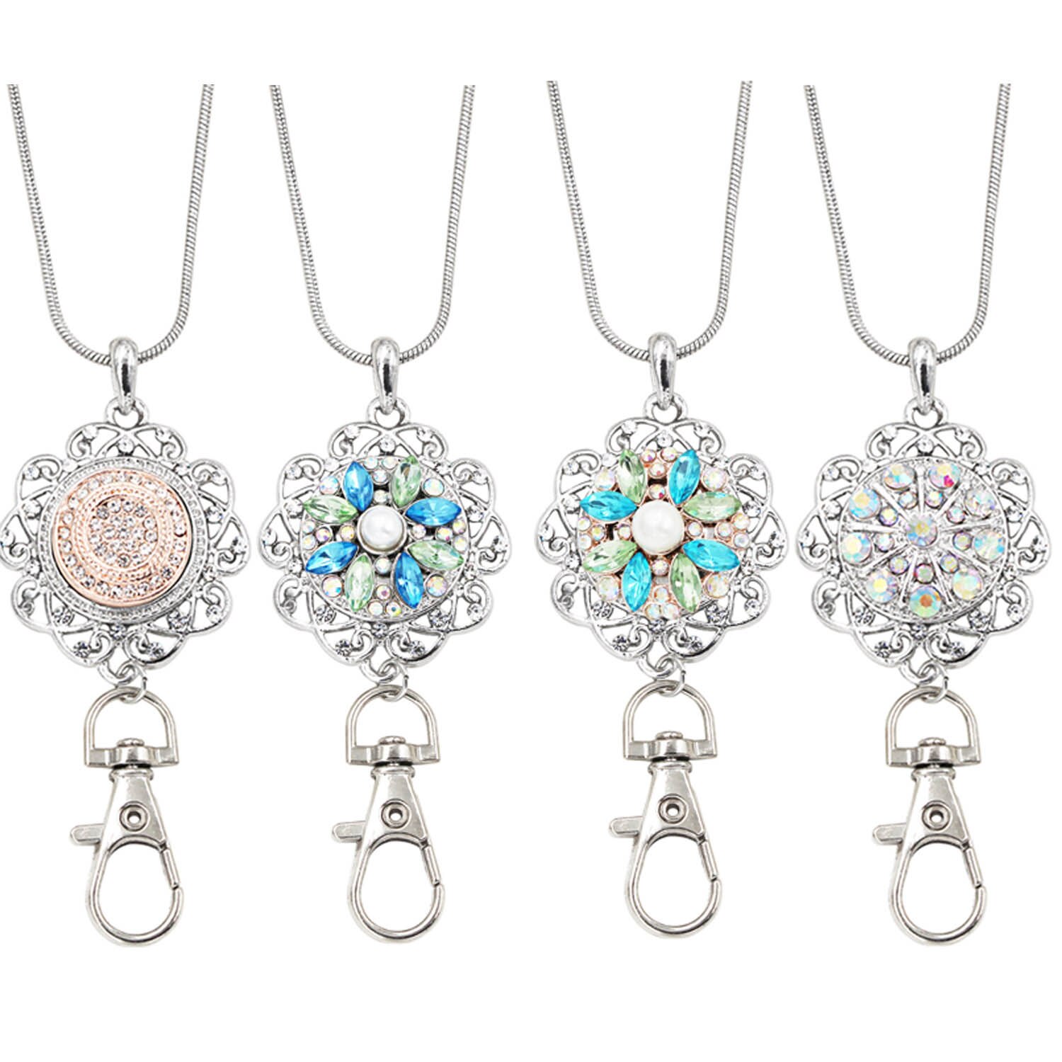 Idclip Bloem Lanyard Badge Houder Ketting Snap Sieraden Charms Hanger Clip Office Id Houder