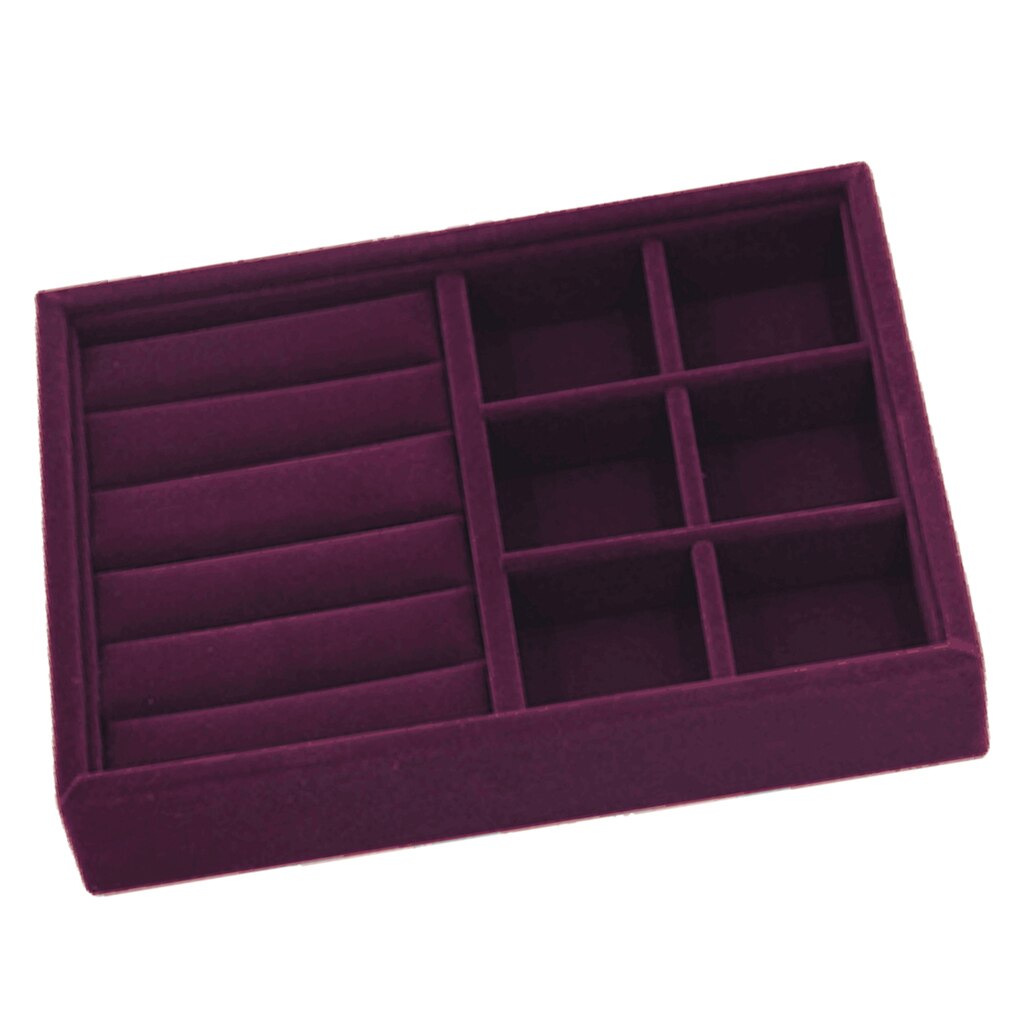 Elegante Lila Samt Stapelbar Schmuck Display Tray Fall Halter Organisatoren: Ring Earrings Tray