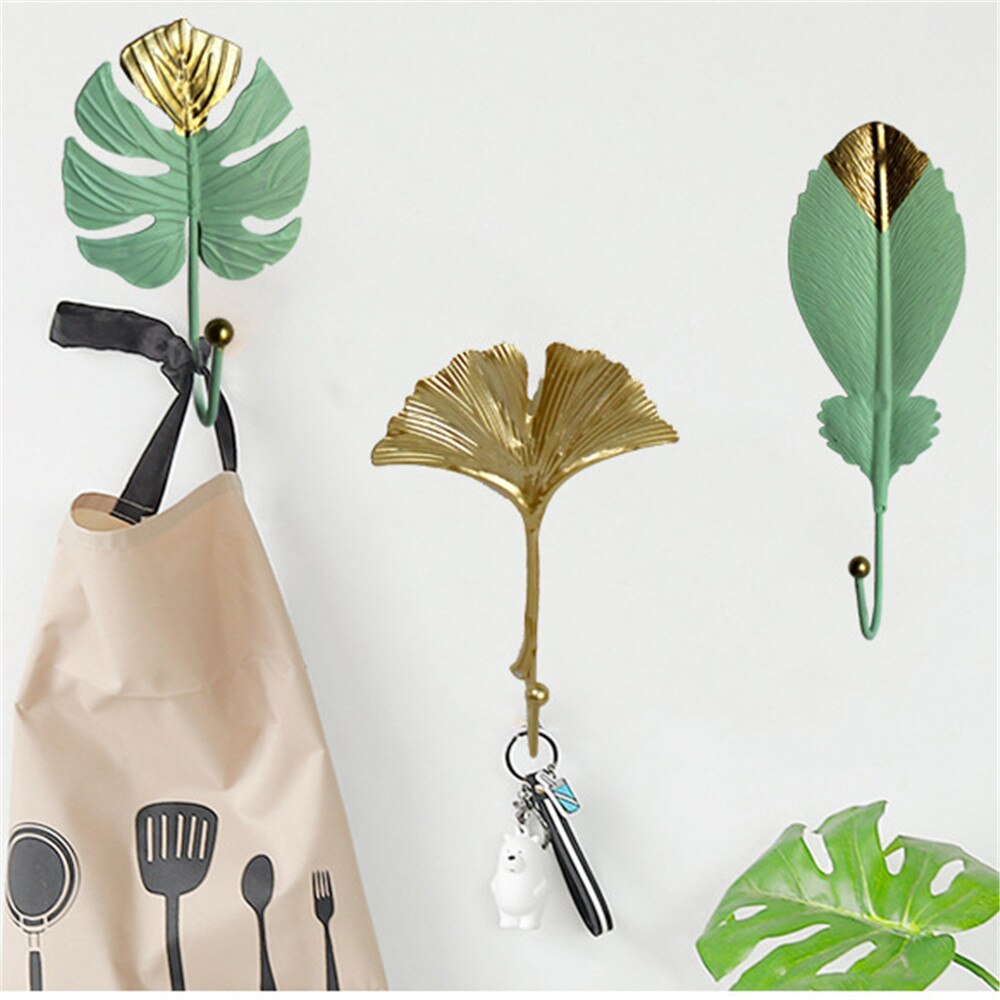 Leaf Shaped Adhesive Towel Hooks Mini Single Clothes Bag Hanger Hats Bag Key Hanging Hooks Wall Hanger Household Gadgets