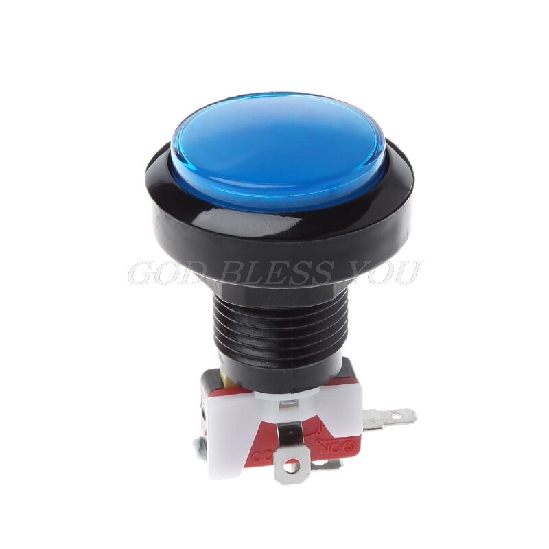 bouton d'arcade poussoir 45mm 12V puissance LED allumé rond Micro commutateur distributeur automatique directe: Blue