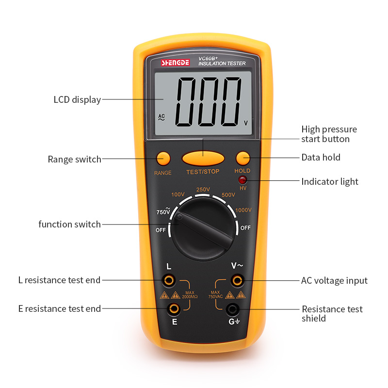 Insulation resistance tester VC60B+ digital megohmmeter insulation tester insulation shaker is better than BM500