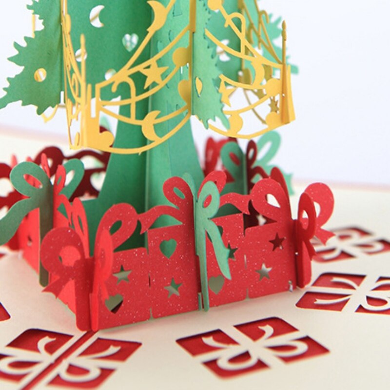 Julekort juletre gratulasjonskort unike postkort med konvolutt 3d popup-invitasjoner