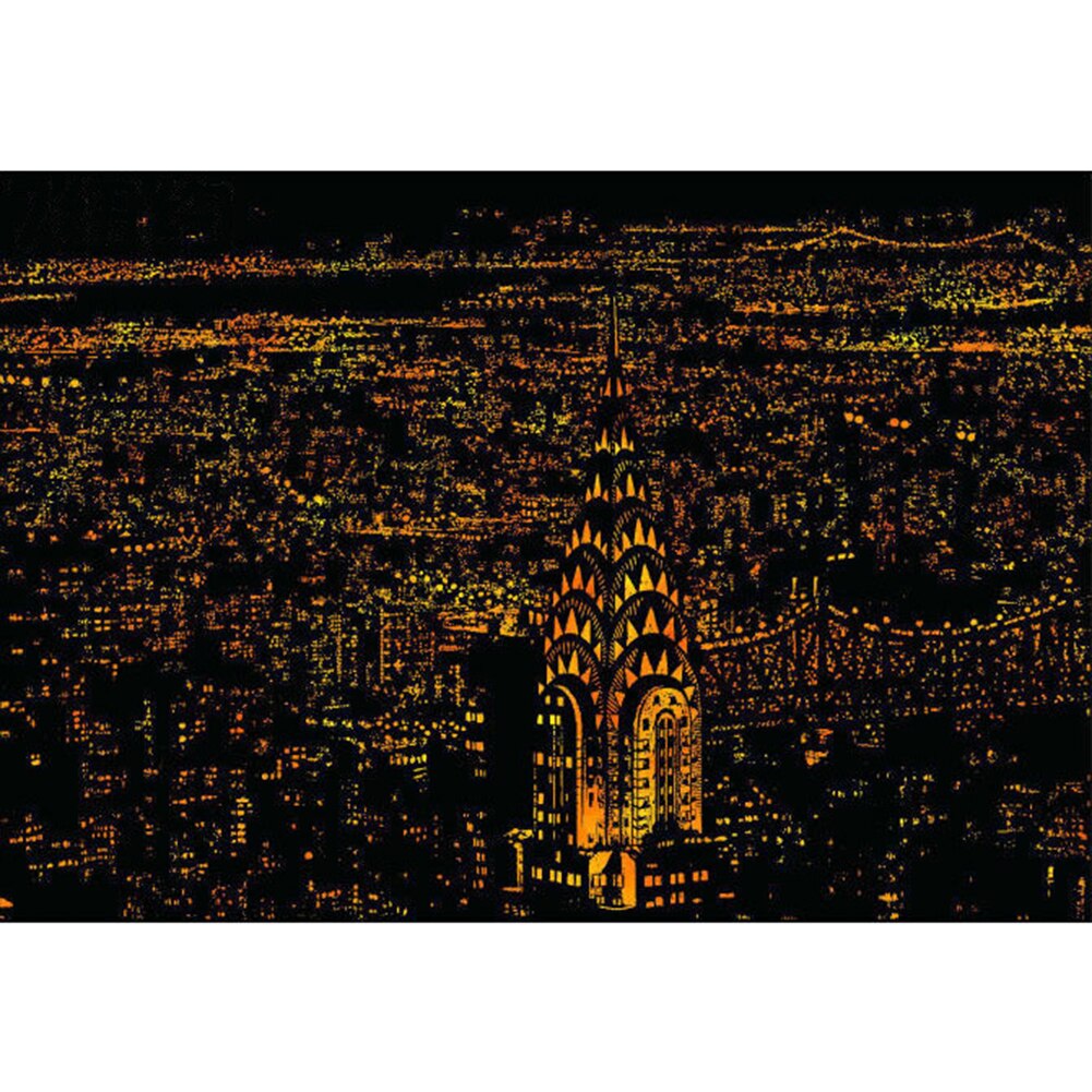 20 città Nightscape Per Bambini FAI DA TE Scratch Art Carta di Doodle Pad Raschiando la Pittura Zero Disegno Bastone FAI DA TE Pittura Giocattolo: New York