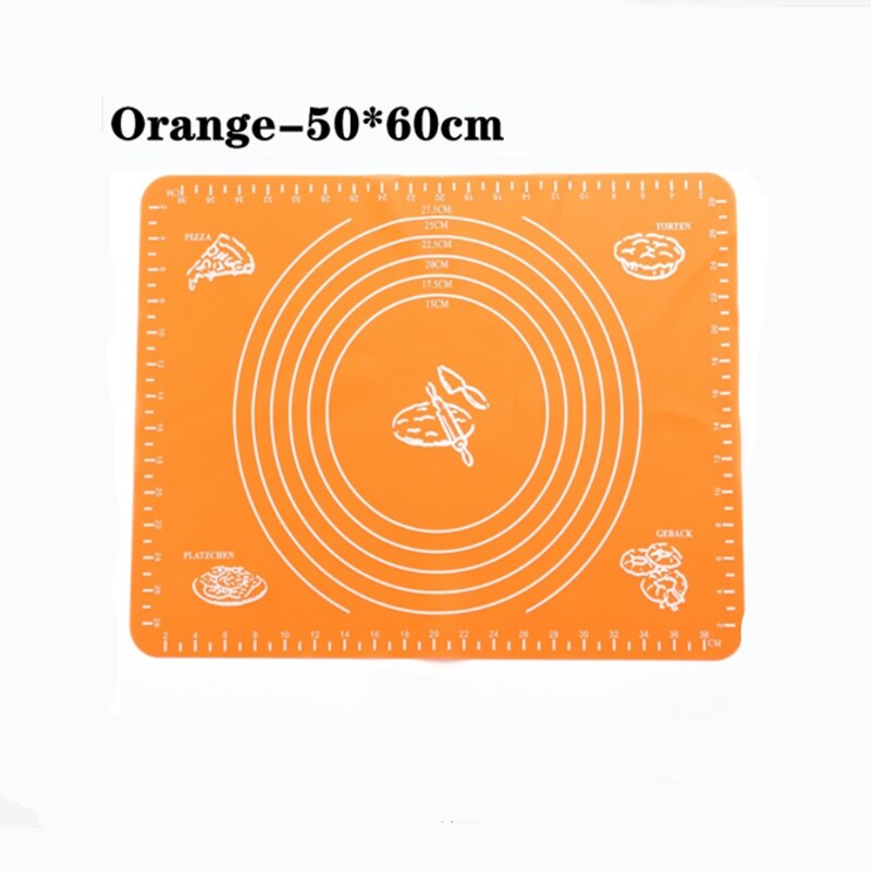 70*70cm Silicone Baking Mat Thicken Cake Silicone Mat Oven Pizza Pastry Mat Rolling Dough Board Non-Stick Mat Cake Baking Tools: Orange-50x60cm