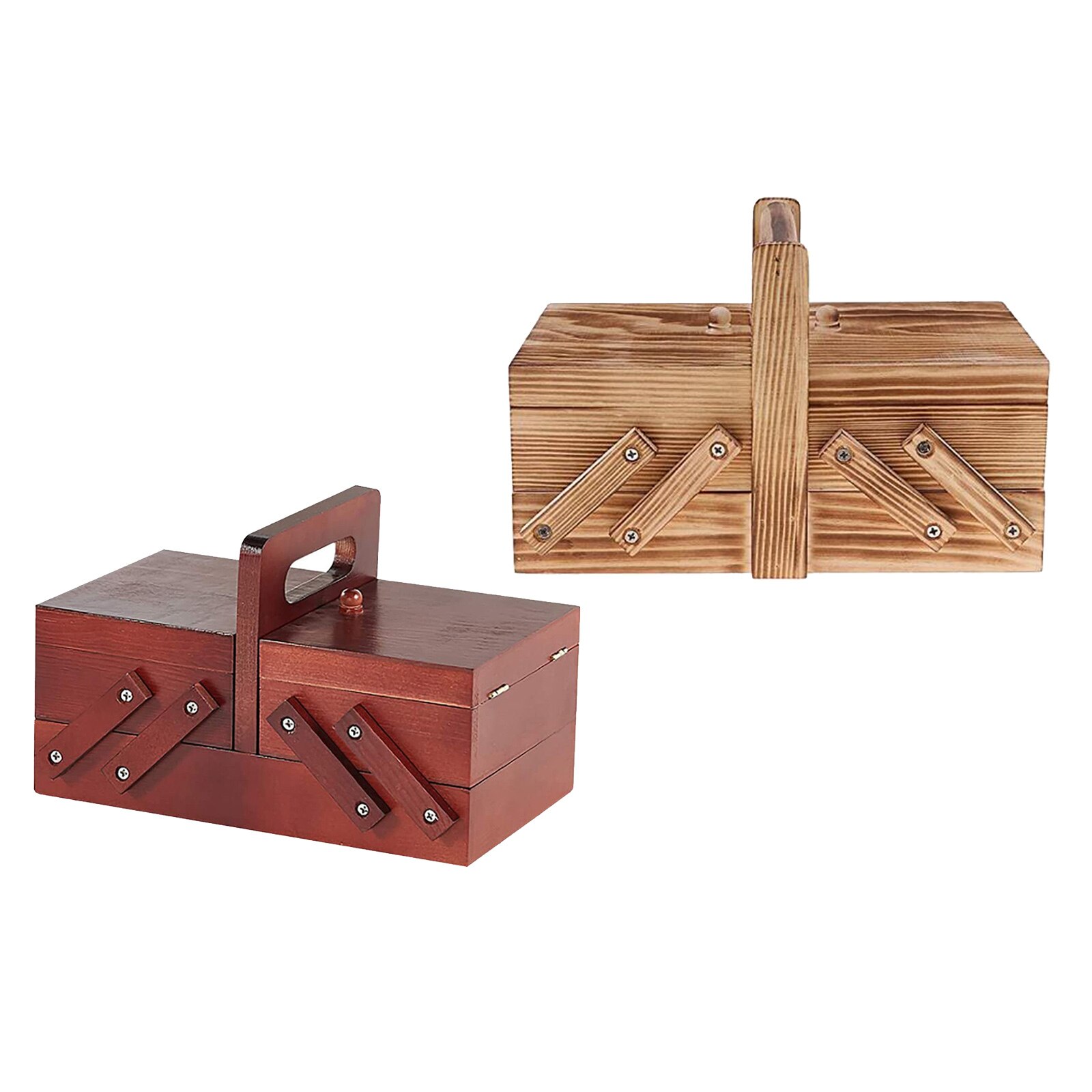 Caja de madera para coser con agujas, cesta de costura para el hogar, cajas de joyería, suministros de costura