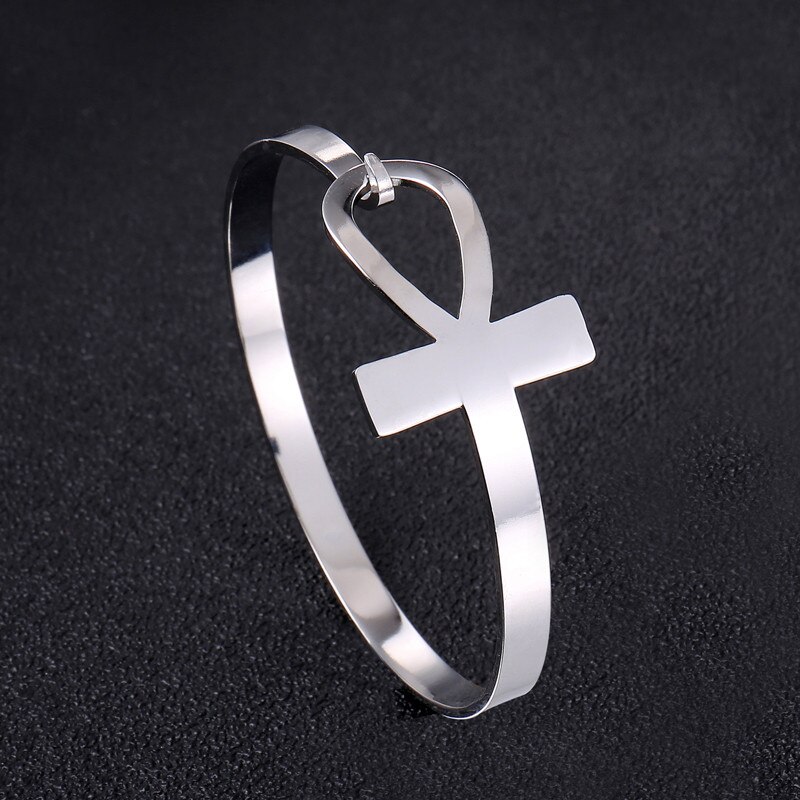 Einfache Ankh Kreuz Armbinde Für Frauen Manschette Armbänder Armreif Ägypten Religiöse Schmuck