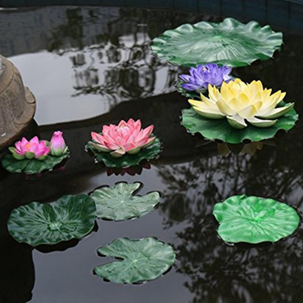 2pcs 10-28cm artificial PE foam lotus leaf water lily floating pool plant aquarium fish pond decoration home garden decoration