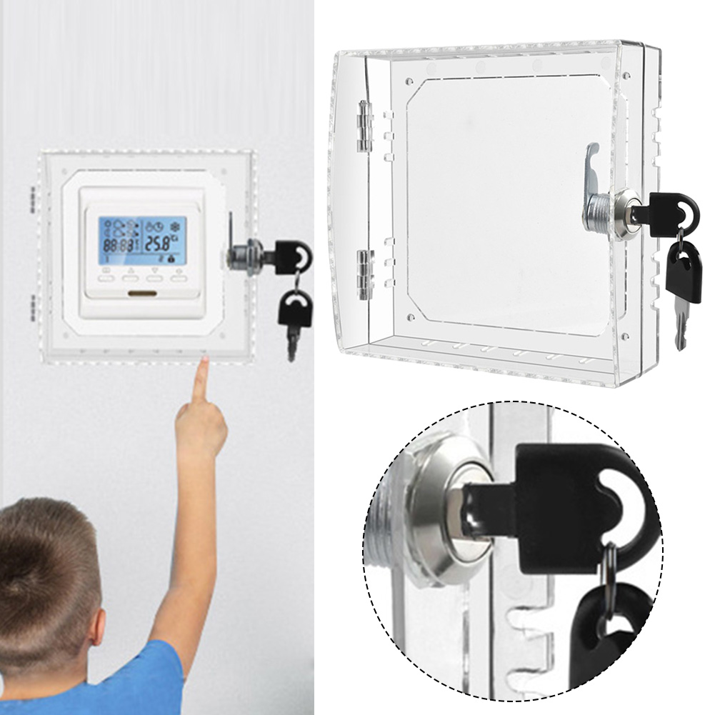 Acrylic Thermostat Lock Box With Key Transparent Thermostat Cover With Lock Thermostat Guard For Home Office