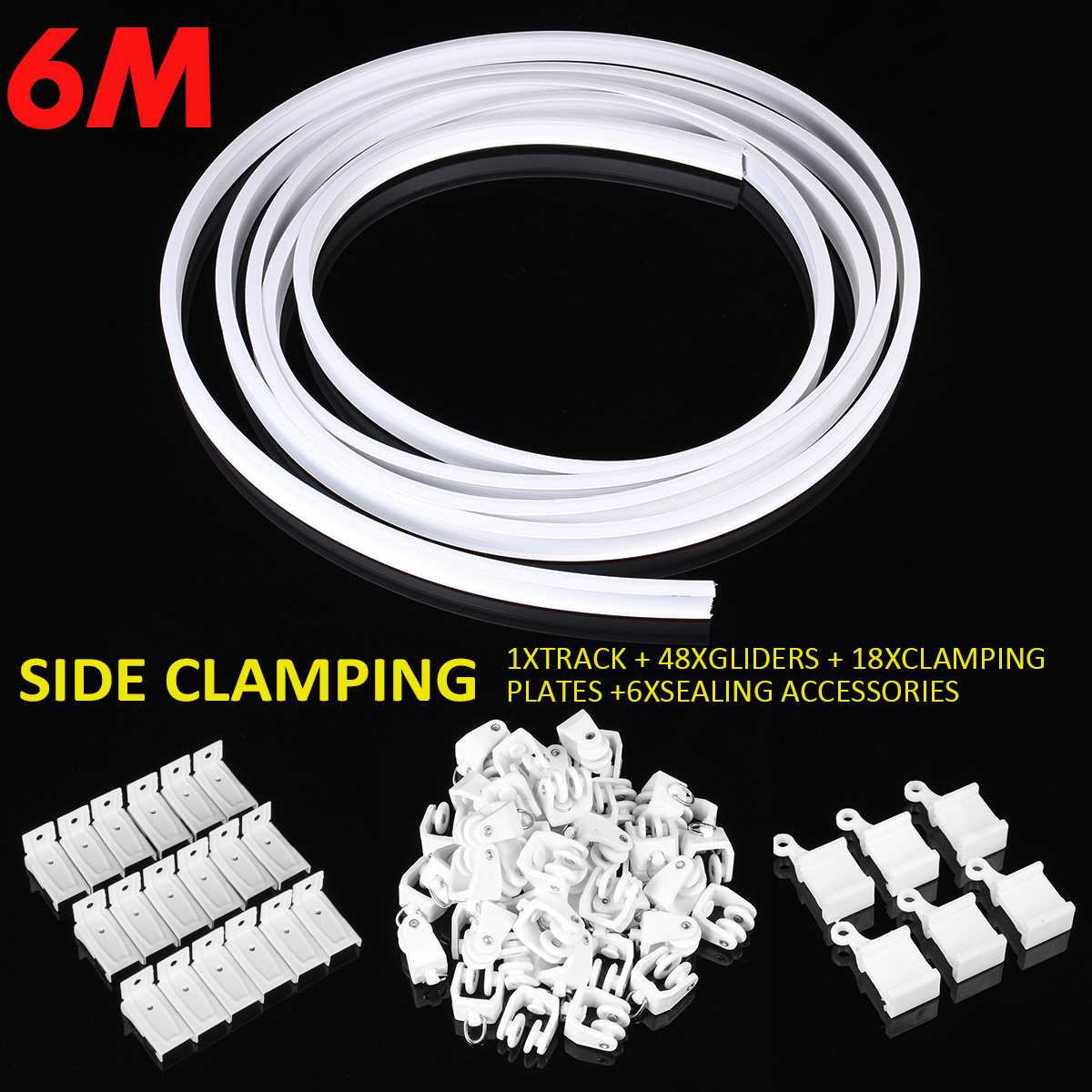 3M 5M 6M flexibel Decke Vorhang Schiene Biegsamen Fenster Stange Gerade Kurve Vorhang Zubehör oben Seite spann Wohnkultur: 6M seite Clamping