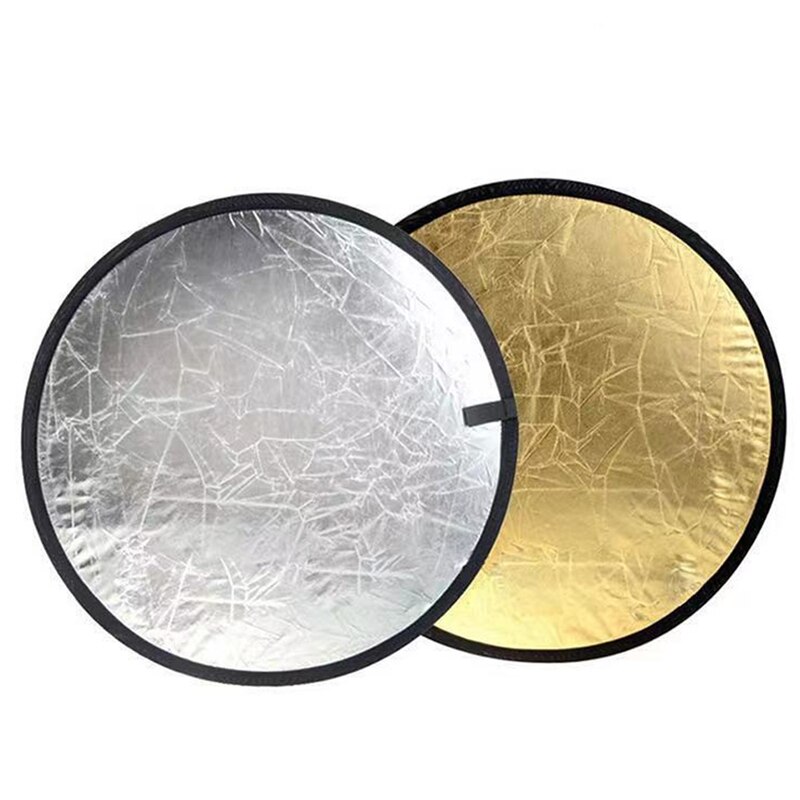 30 Cm Handheld Multifunctional Foldable Portable Optical Disc Reflector Suitable For Photography Studio 2 In 1 Gold And Silver: Silver gold