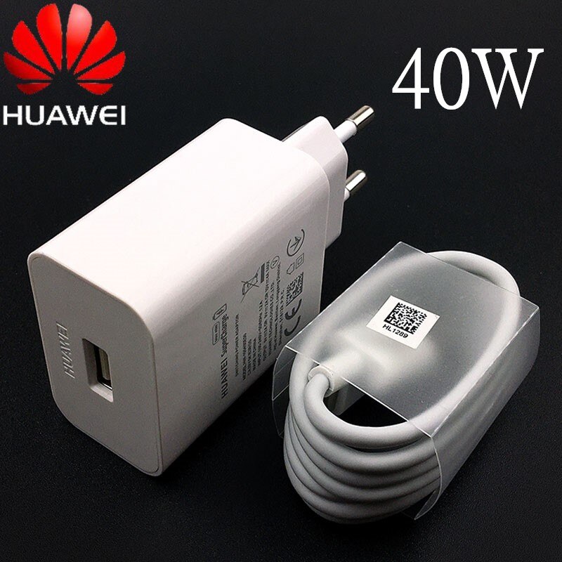 Huawei  p40 supercharge oplader originele snellaadadapter  eu 40w 5a c-kabel voor nova 7 p20 p30 pro mate 20 30 40 pro: 40w met 1m kabel