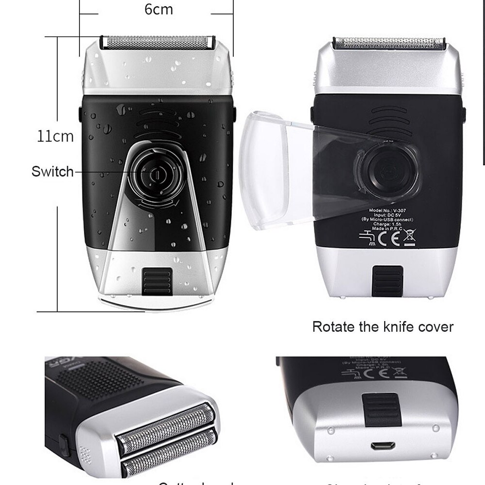 VGR V307 Shaver men's 2 in 1 electric shaver trimmer rechargeable electric wet and dry type Reciprocating shaver