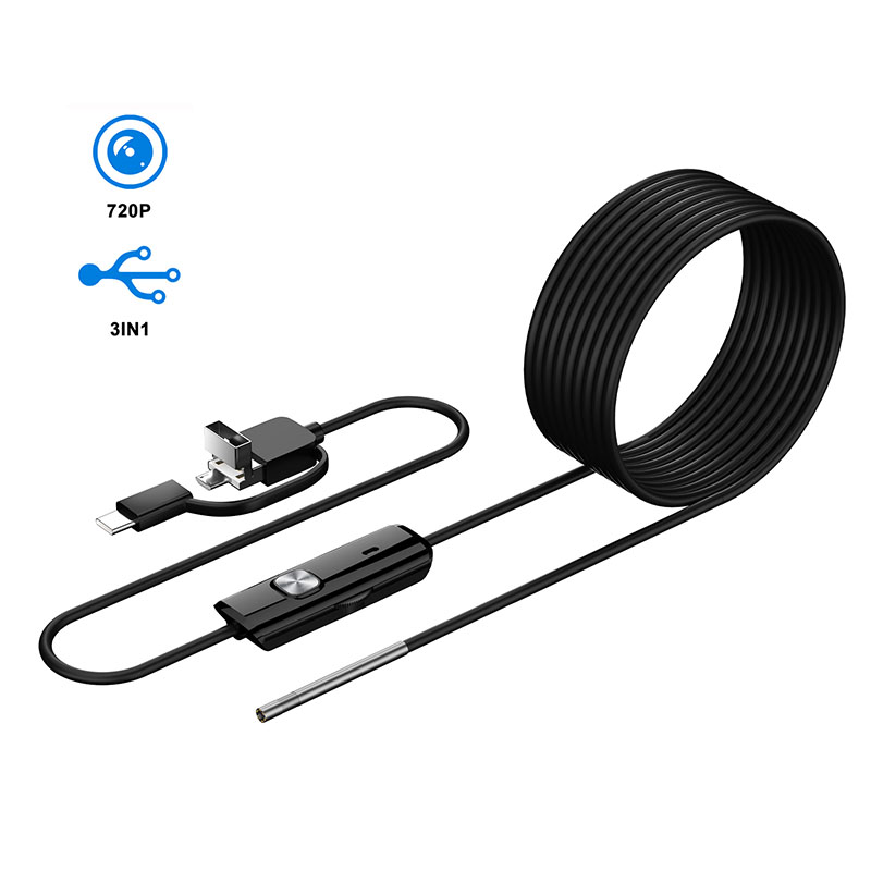 Cámara endoscópica Industrial Android TYPE-C HD720P 8/3,9 MM Micro USB boroscopio de inspección de coche LED impermeable para teléfono Android PC