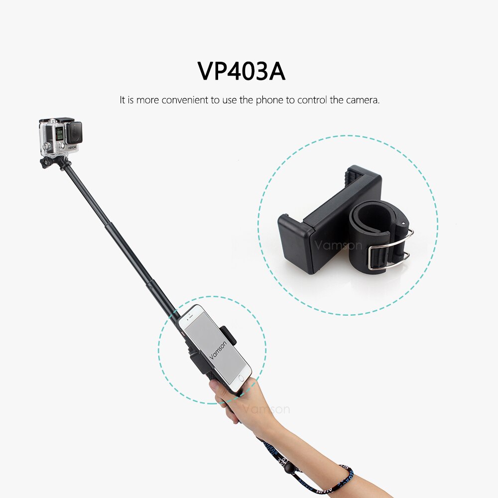 Vamson para GoPro Hero 7 6 5 palo Selfie monópodo extensible de aluminio, montaje de trípode para DJI OSMO Action para Xiaomi Yi VP403