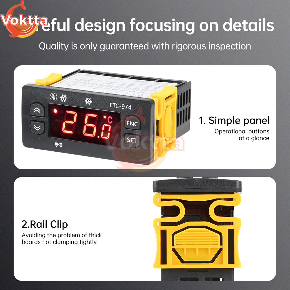 regulator temperatury cyfrowy ETC-974 Termometr Chłodziarka Sterowanie Chłodzeniem Termoregulator DC 12V DC 24V AC 110V AC 220V