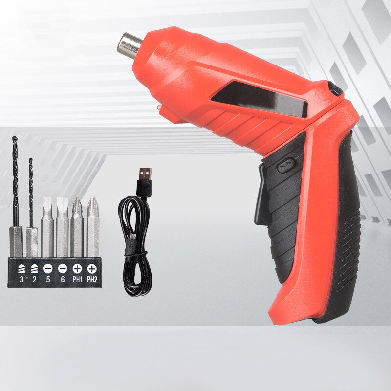 3.6V lithium-ion Battery Cordless Screwdriver Electric Drill Hole Electrical Screwdriver Hand Driver Wrench Power Tools: Red 6pcs