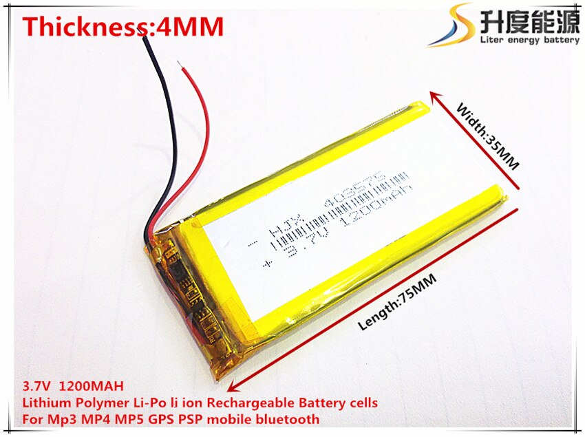 5 piezas [SD] 3,7 V 1200mAh 403575 polímero de litio li-po li-ion baterías recargables para Mp3 MP4 MP5 GPS bluetooth móvil