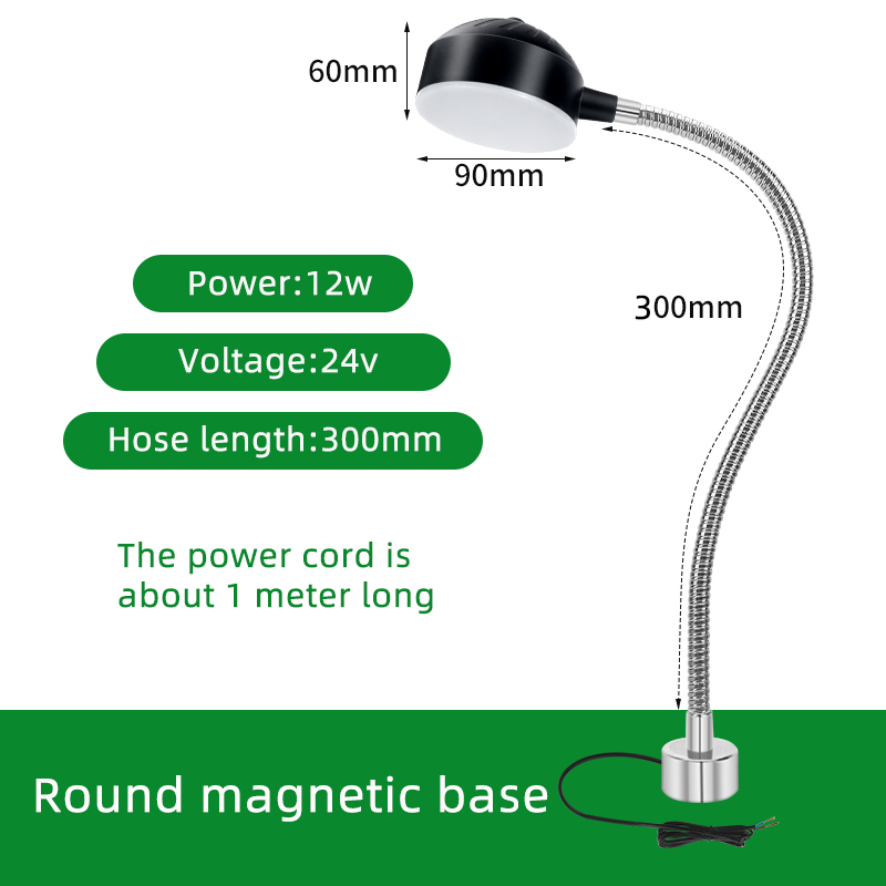 Lampe de travail industrielle d'atelier LED 12W 110-220V Flexible 30-50cm col de cygne Base magnétique lampe de travail LED pour tour d'établi