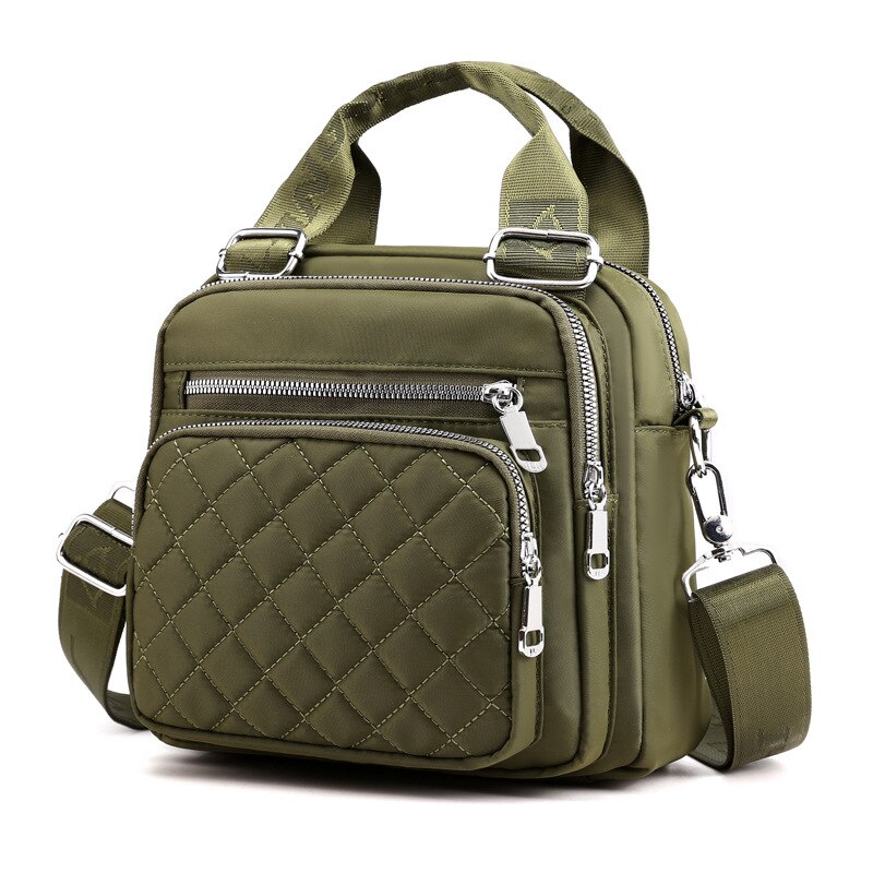De Vrouwen Tassen Nylon Schoudertas Multifunctionele Schouder Messenger Handtas Mode Canvas Tas: Army Green
