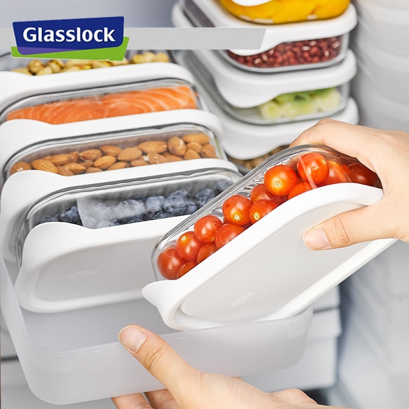 Glas Lebensmittel Behälter mit Silikon Deckel Lager Kasten Mittagessen Bento Oragnizer Küche Zubehör Geschirr Mikrowelle Vorhanden Werkzeuge