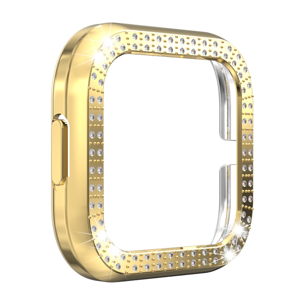 1Pc Diamond Watch Case Plating Pc Beschermende Shell Bumper Beschermende Casefor Fitbit Versa 2 Smart Horloge Accessoires: gold