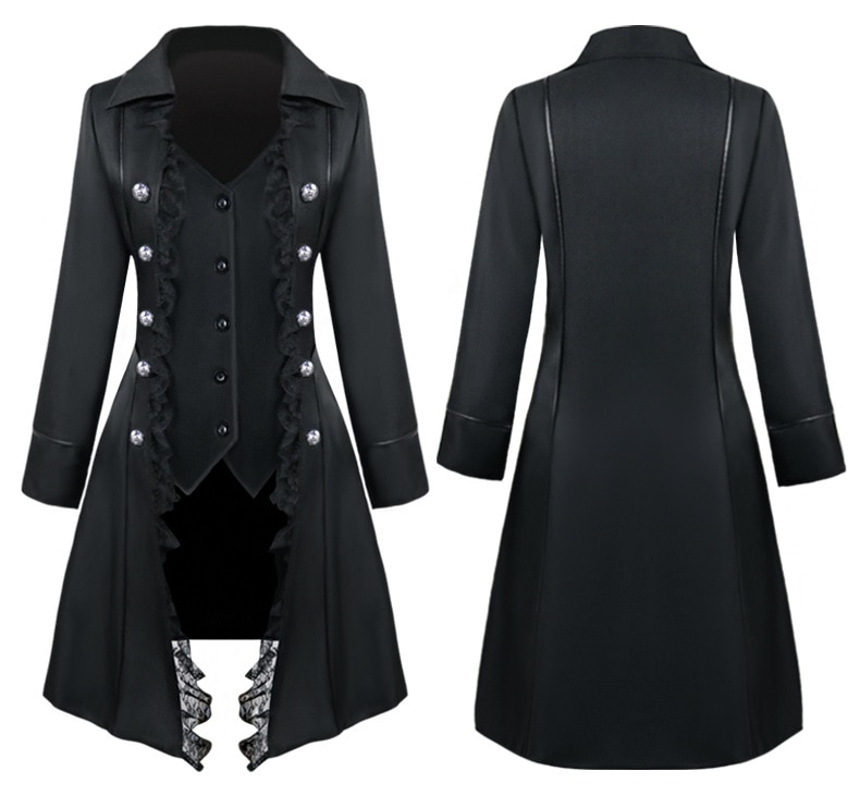 Aikuiset keskiaikaiset naiset vintage viktoriaaninen puku takki kaksirivinen pitsiä trench takki ohut steampunk liivi takki naisille