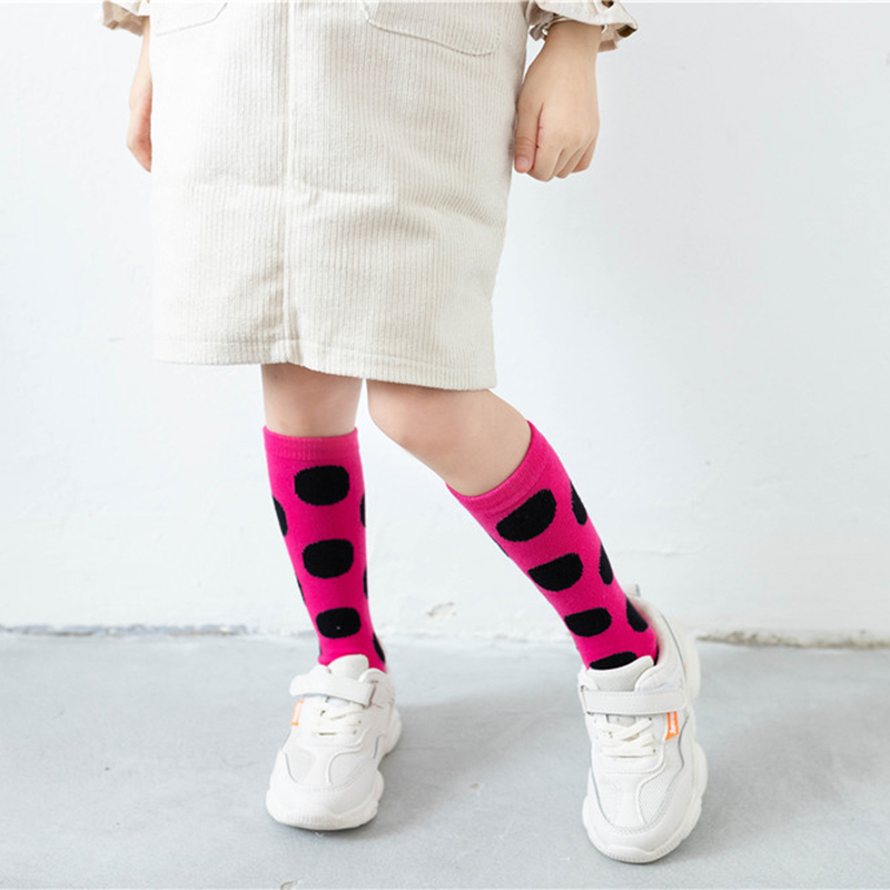 Otoño Invierno niños Unisex Polka Dot rodilla calcetines para niños chicas chico bebé de fluorescencia medias de puntos de la rodilla-calcetín alto 3-12T