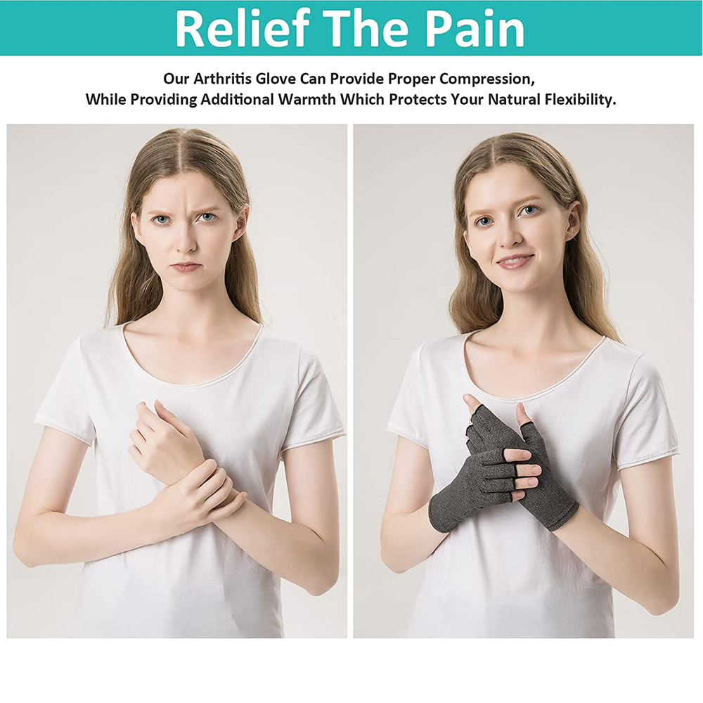 1 paire de gants de Compression pour l'arthrite, pour soulager l'arthrite rhumatoïde, le canal carpien, les douleurs articulaires, gant ouvert sans doigts, soutien du poignet