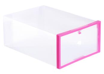 2PC Shoe Organizer Shoe Storage Box Plastic Shoe Box Transparent Rangement Chaussure Shoe Cabinet Make Up Organizer Plastic Box: pink shoe storage