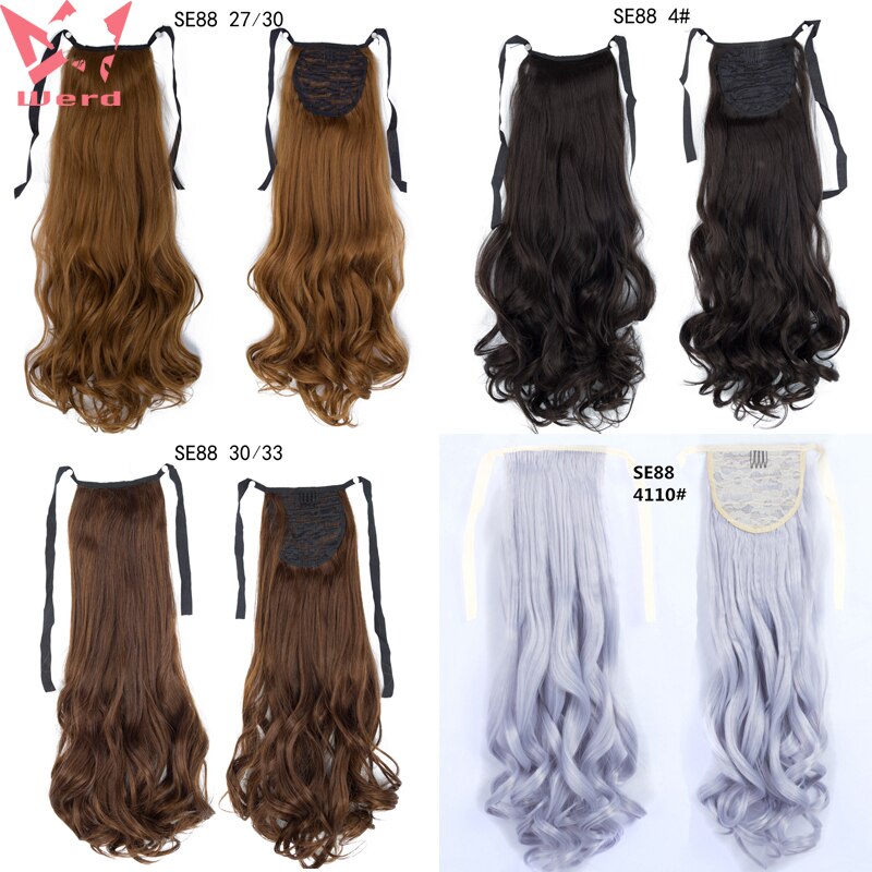 WERD 18 Inches Big Wave Hair Extensions High Temperature Chemical Fiber Hair Extensions White / Black Female