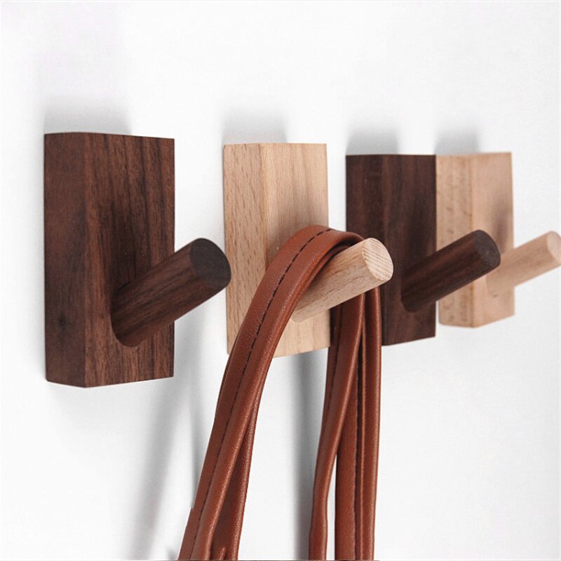 Natural Wooden Hook Hanger Wall For Coat Key Room Decoration Organizer Hooks Behind The Door Nordic Style Nat