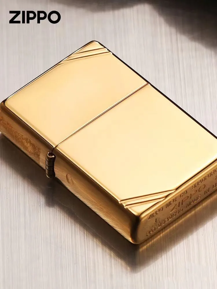 Zippo aansteker Hooggepolijst messing met schuine winddichte collectie in doos