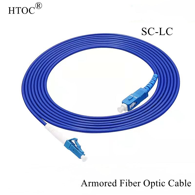 HTOC SC-LC Armored Fiber Optic Cable Single-Mode UPC Waterproof Pull Rodent Bite Resistance Multiple Lengths Good Stability